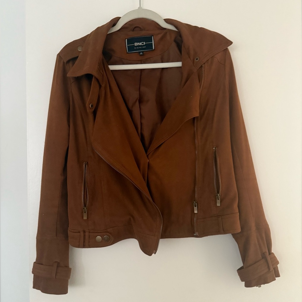 Brown suede moto jacket